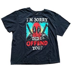 Marvel Deadpool I'm Sorry Did I Offend You Black Short Sleeve T-Shirt Size 3XL